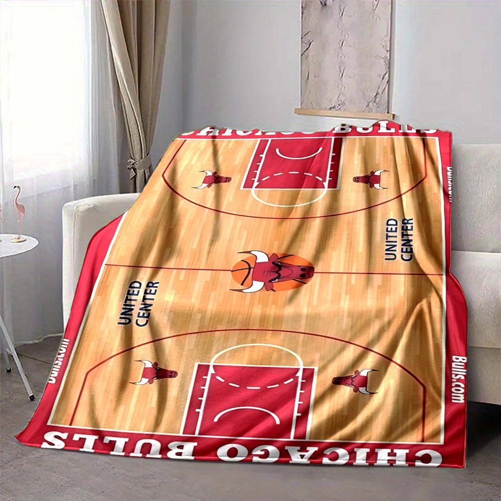 1pc Bulls Court Flannel Blanket, Soft Skin Friendly with Digital Printing, Various Sizes Available for Family, Friends, Birthday