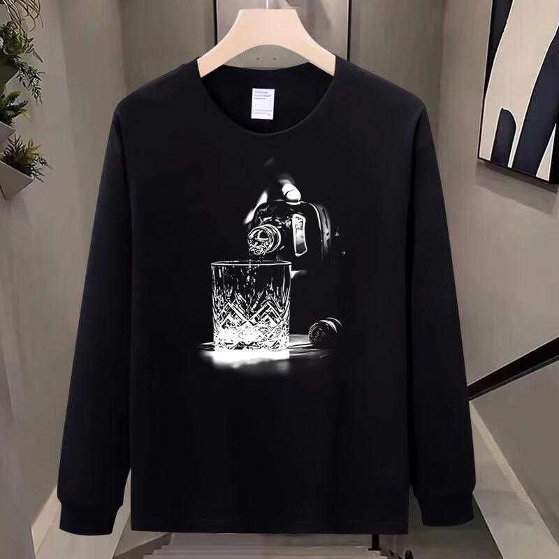 Trendy Brand Pure Cotton T-Shirt Men'S Bottoming Shirt Long-Sleeved Fashion Trend Top Autumn And Winter Men'S And Women'S Crew Neck Sweater