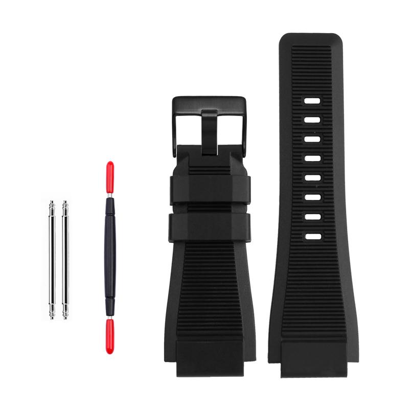 35-24mm konvexes Rindslederband Für Bell Ross B&R BR-01 BR-03 Herren Echtes Leder Uhrenarmband Silikonkautschuk Wasserdichtes Uhrenarmband
