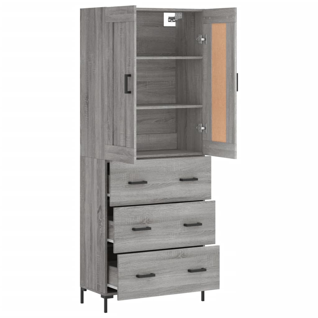 Highboard Grey Sonoma 69.5 X 34 X 180 Cm Particleboard