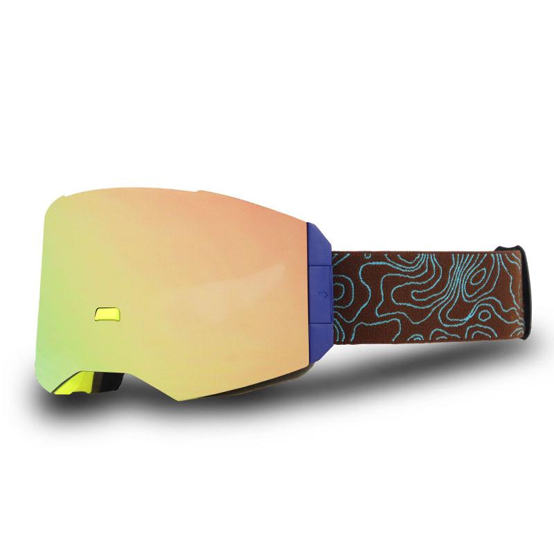 

Directly supplied outdoor sports glasses, large cylindrical ski goggles, double-layer anti-fog, wide-view ski goggles Brown stripe with red pat