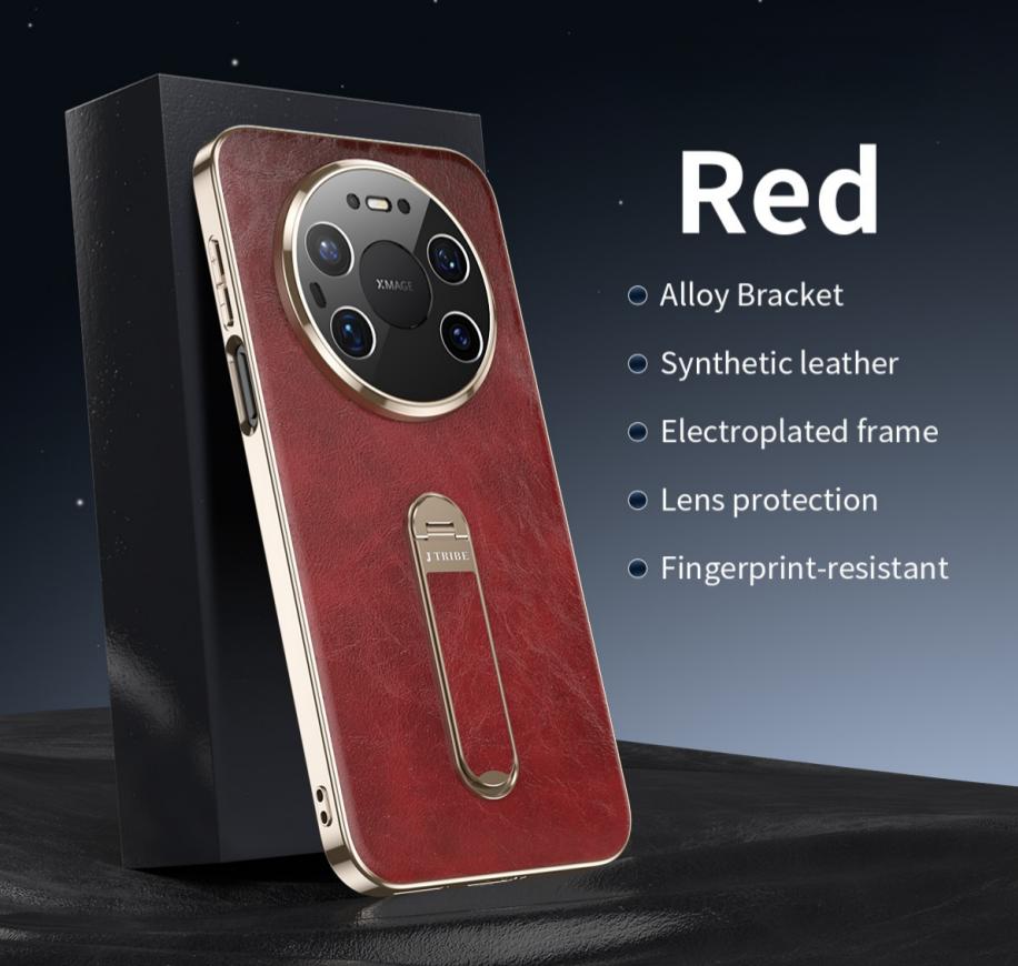 

Hign-end Vegan Leather Case For Huawei Mate 80 70 60 Pro Max Air Lens Protector Full Protection Metal Stand Plated Cover Huawei Mate 60 Pro