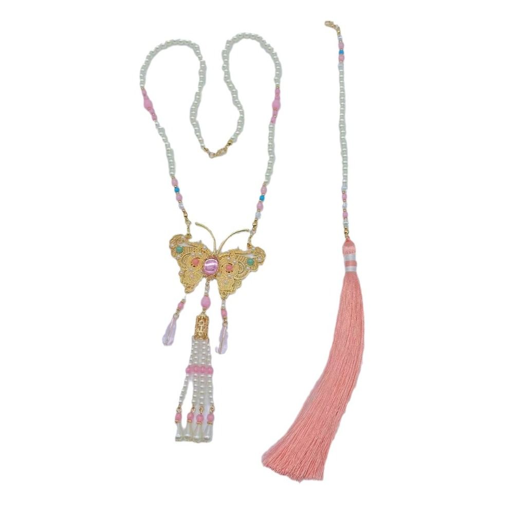 Alloy Chinese Style Necklace Pearl Inlaid Design Pearl Tassel Chain Hanfu Jewelry Hanfu Matching