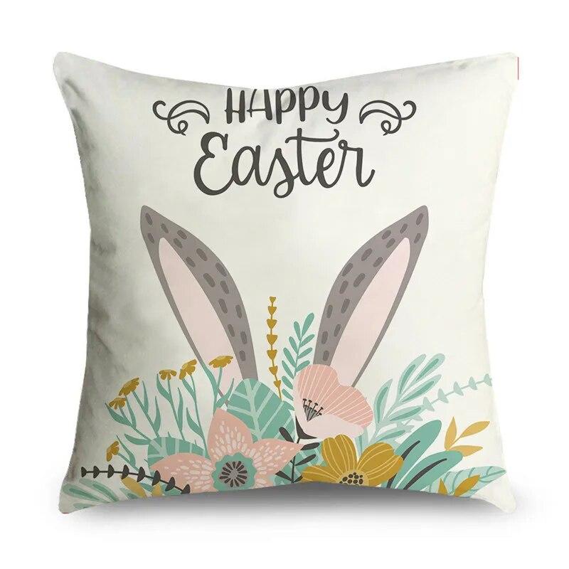 Dekorativer Kissenbezug mit Ostermotiv, fröhlicher Osterhase, Überwurf-Kissenbezug für Wohnzimmer, Sofa, Schlafzimmer, Heimdekoration