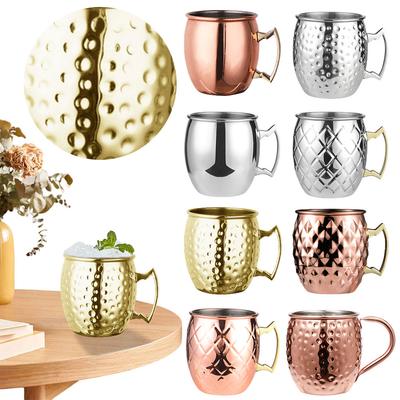 Moscow Mule Mug Stainless Steel Beer Cup with Handle Cocktail Mug Copper Plated for Cold Drinks Beer Wine Bars Parties Gifts