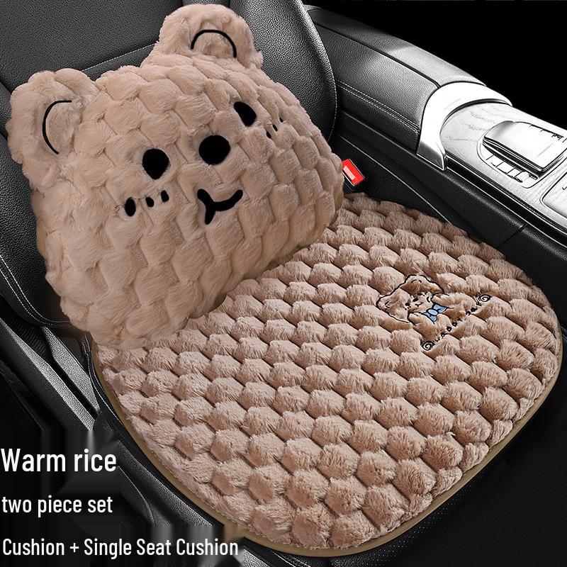 Universal Plush Fleece Car Seat Cushion: Thick, Cozy, and Cute for Autumn and Winter