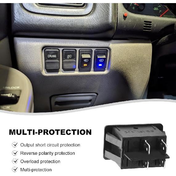 Fog Light Toggle Rocker Switch, 12V 35A 4 Pin SPST ON Off LED Fog Light Rocker Switches, Universal Automotive Rear Front Fog Lamp Toggle Switch for