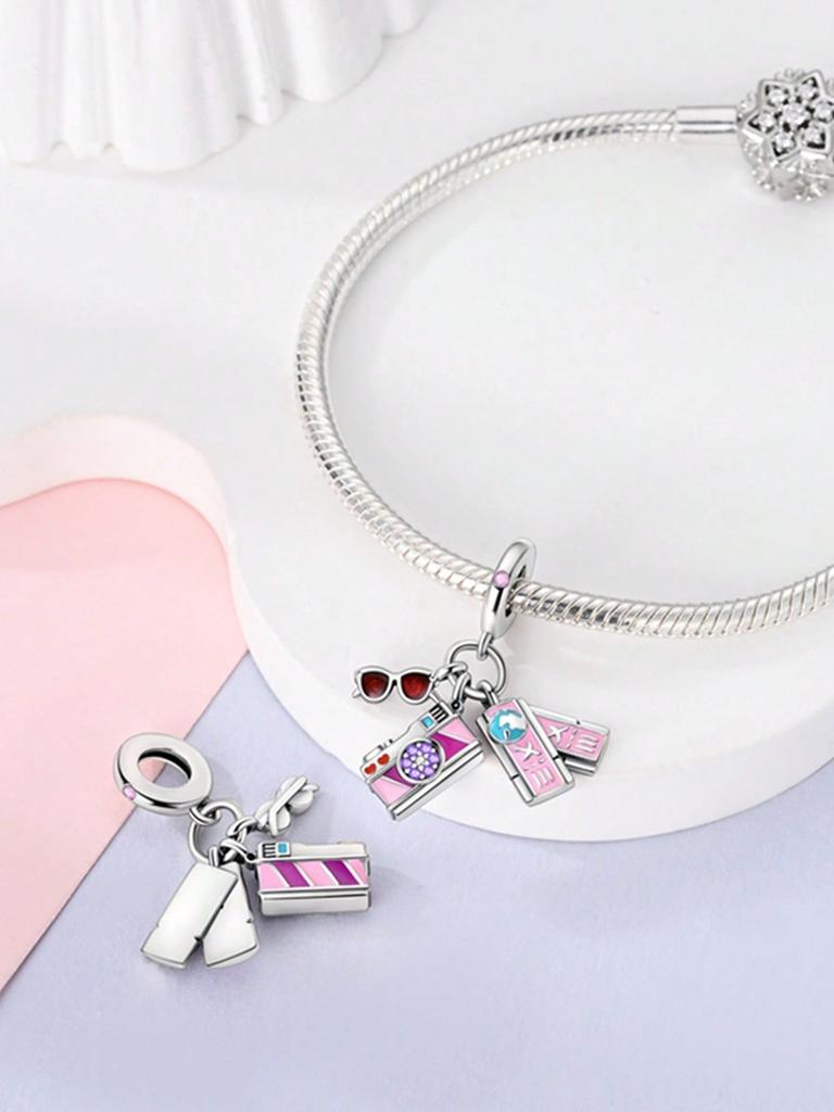 Pink Dragonfly Lily Of The Valley Beads Charm Copper Plated Fit Charms Copperoriginal Bracelet For Jewelry Making Diy Charm