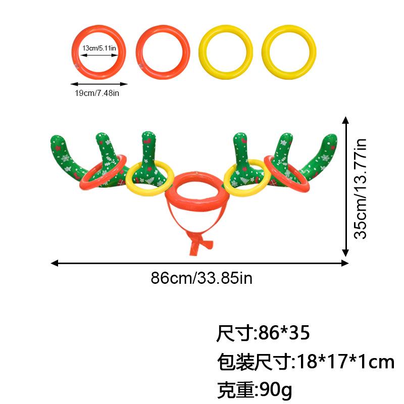 Gioco di lancio dell'anello di corna di renna gonfiabile per le vacanze di Natale Gioco di festa di Natale Fascia per capelli Giocattoli gonfiabili Festa Famiglia Scuola Oggetti di scena Gioco