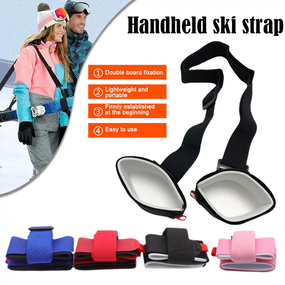 Adjustable Nylon Skiing Bags Pole Shoulder Hand Carrier Lash Handle Straps Porter Hook Loop Protecting For Ski Snowboard