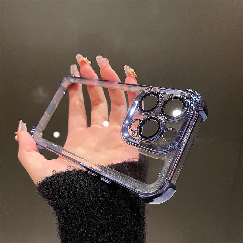 Applicable To IPhone16 Mobile Phone Case Airbag Anti-fall Magnetic Suction Bracket 15Promax Apple 14 Protective Case 13 Electroplating