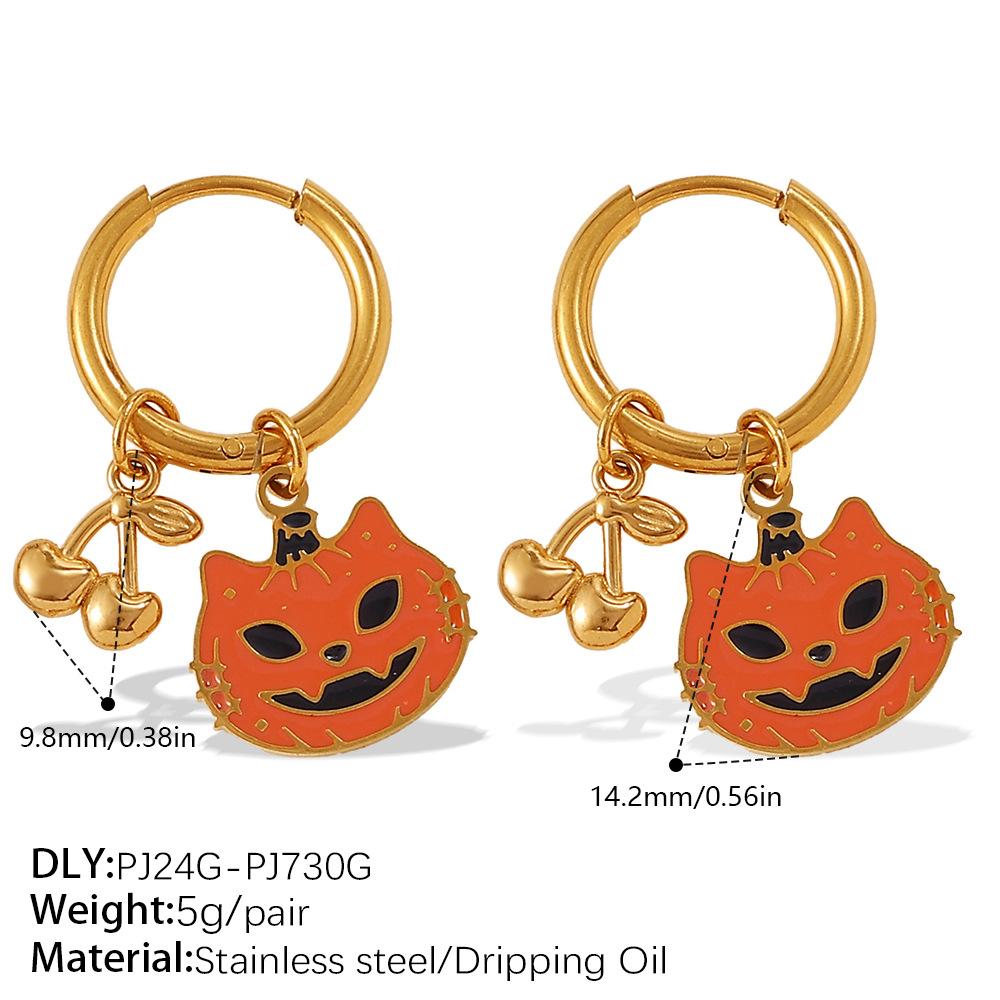 Modische Halloween-Serie Lustige DIY-Anhänger-Ohrringe Edelstahl Öl-Tropf Nischen-Ohrringe
