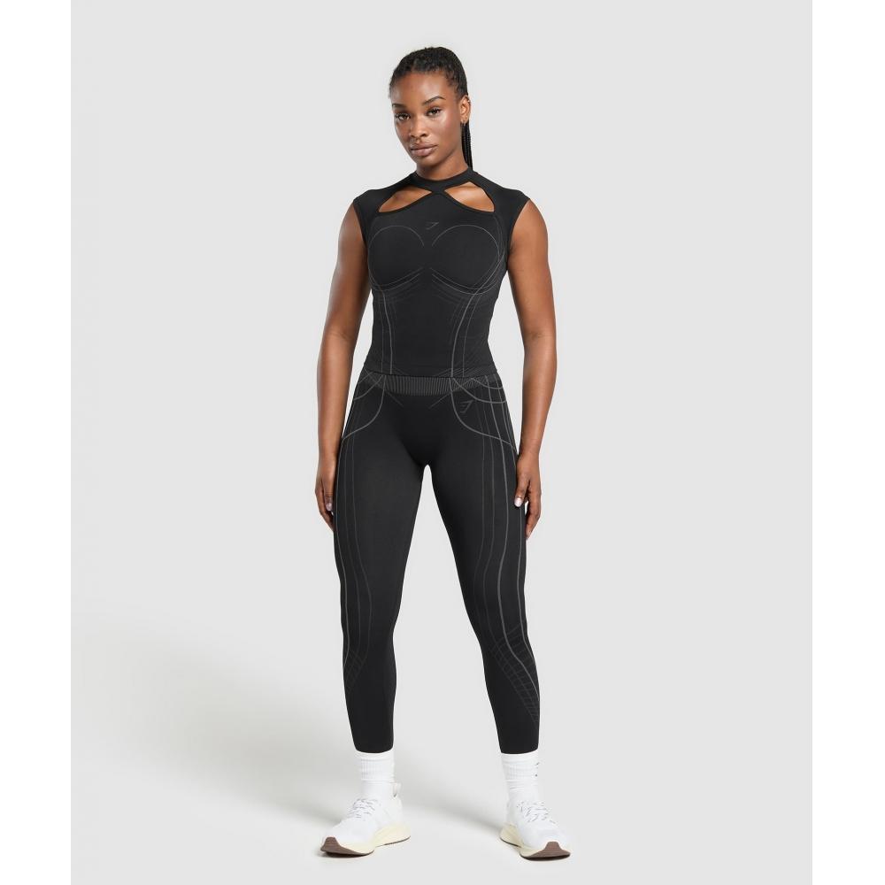 Gymshark Apex Seamless Midi T shirT Black graphiTe Grey b3b1T Bb29