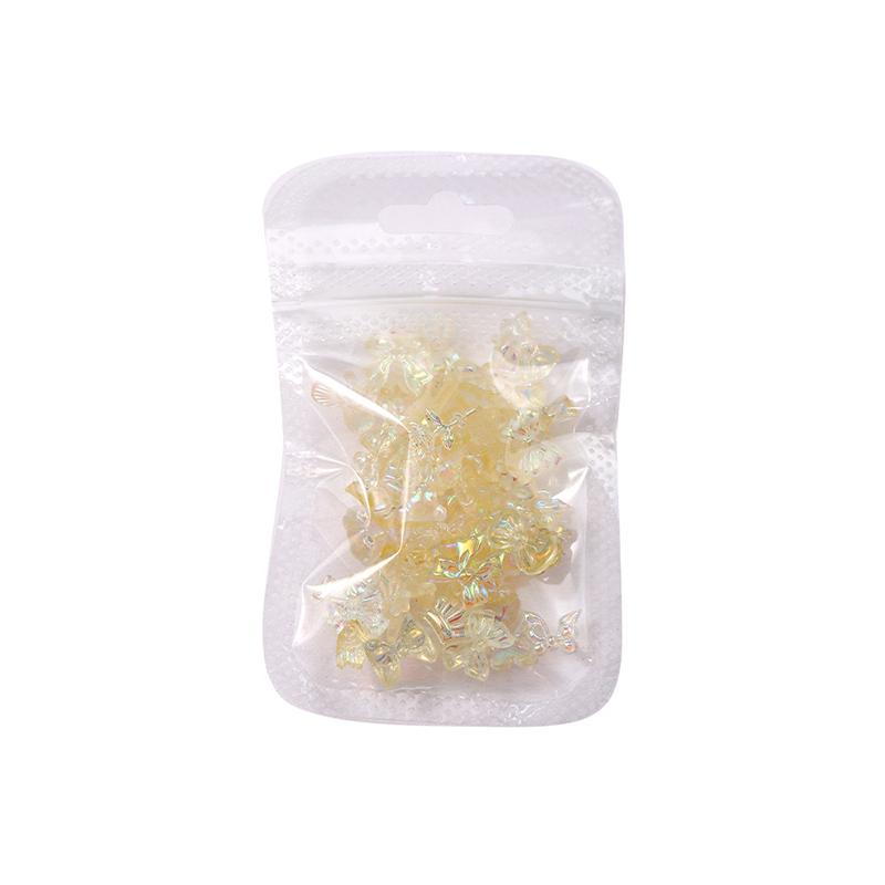 50PCS Auroras Clear Resin Bow Heart Nail Art Charms Cute Bear Butterfly Glitter Nails Decoration Supplies Jewelry Accessories