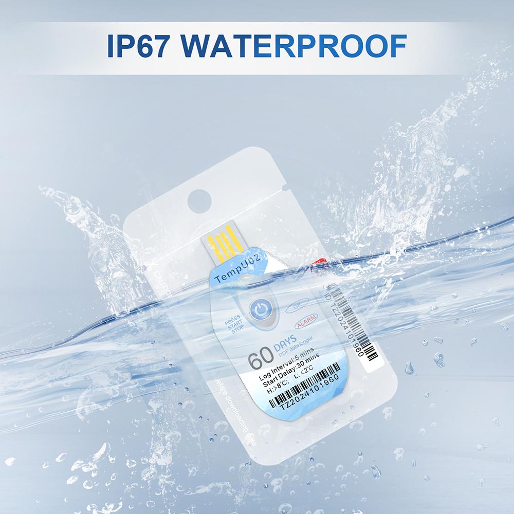 Disposable USB Temperature Data Logger 60/90 Days Datalogger 42000 Points PDF Report Temp Recorder Thermometer for Cold-chain