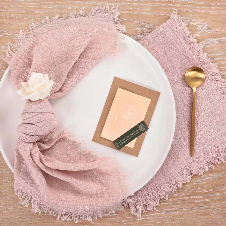 1 Stück Stoffservietten, waschbar, Tischservietten, quadratisch, rustikale Fransenservietten für Hotel, Weihnachtsessen, Tischdekoration