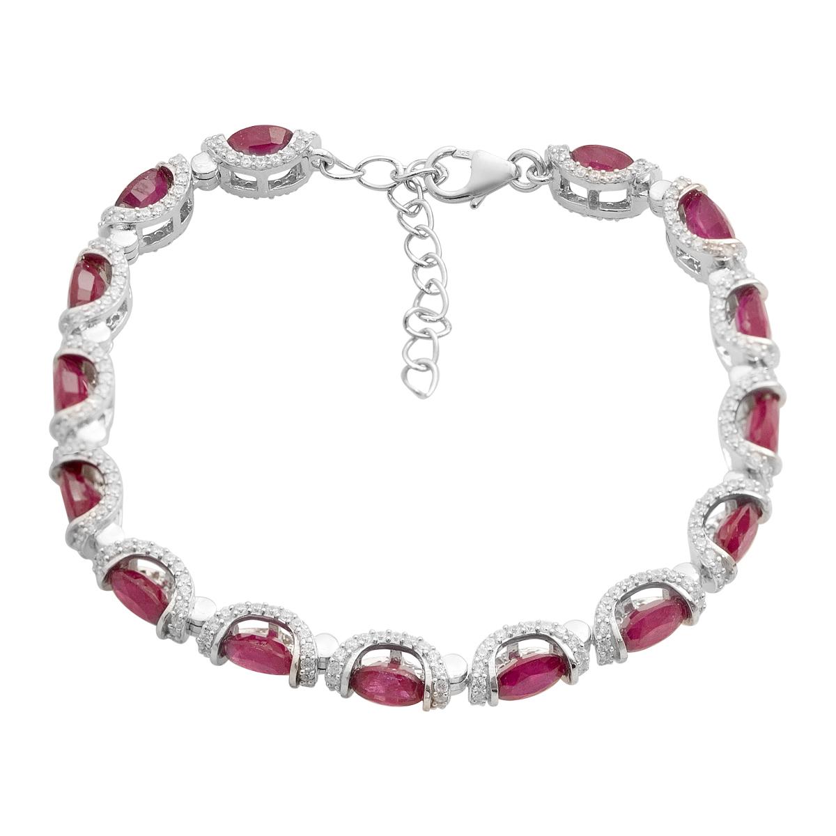 

Silver bracelet with natural ruby 13.66ct, item weight 12.96 g (2205715) 17-20cm rubine червоний колір