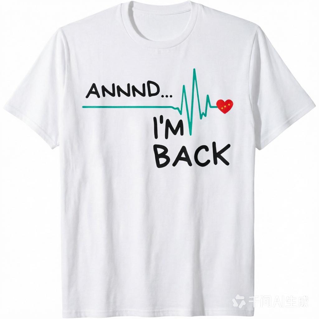 Heart Survivor Graphic TShirt Annnd Im Back Pulse Line Red Flag Heart Print Post Operation Recovery Gift Unisex Unisex Daily Tops