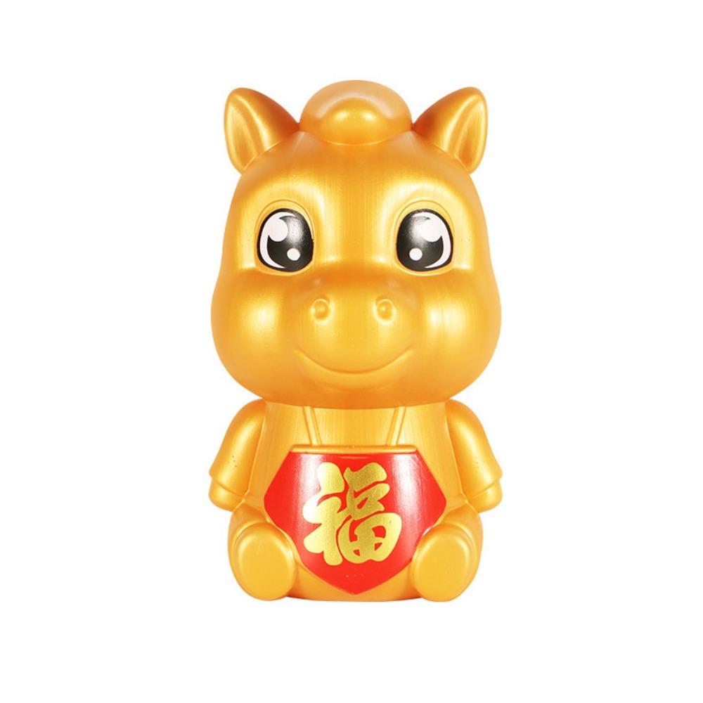 Langlebiges goldenes Cartoon-Sparschwein, verdickt, sturzsicher, Tierkreiszeichen Pferd, Münzglas, langlebige Glücksmünz-Spardose, Geschenk