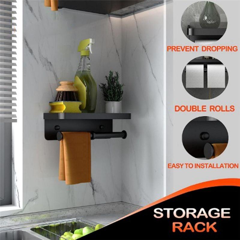 A84E-1 PCS Stainless Steel Tissue Holder Hotel Engineering Toilet Paper Rack Roll Box Black
