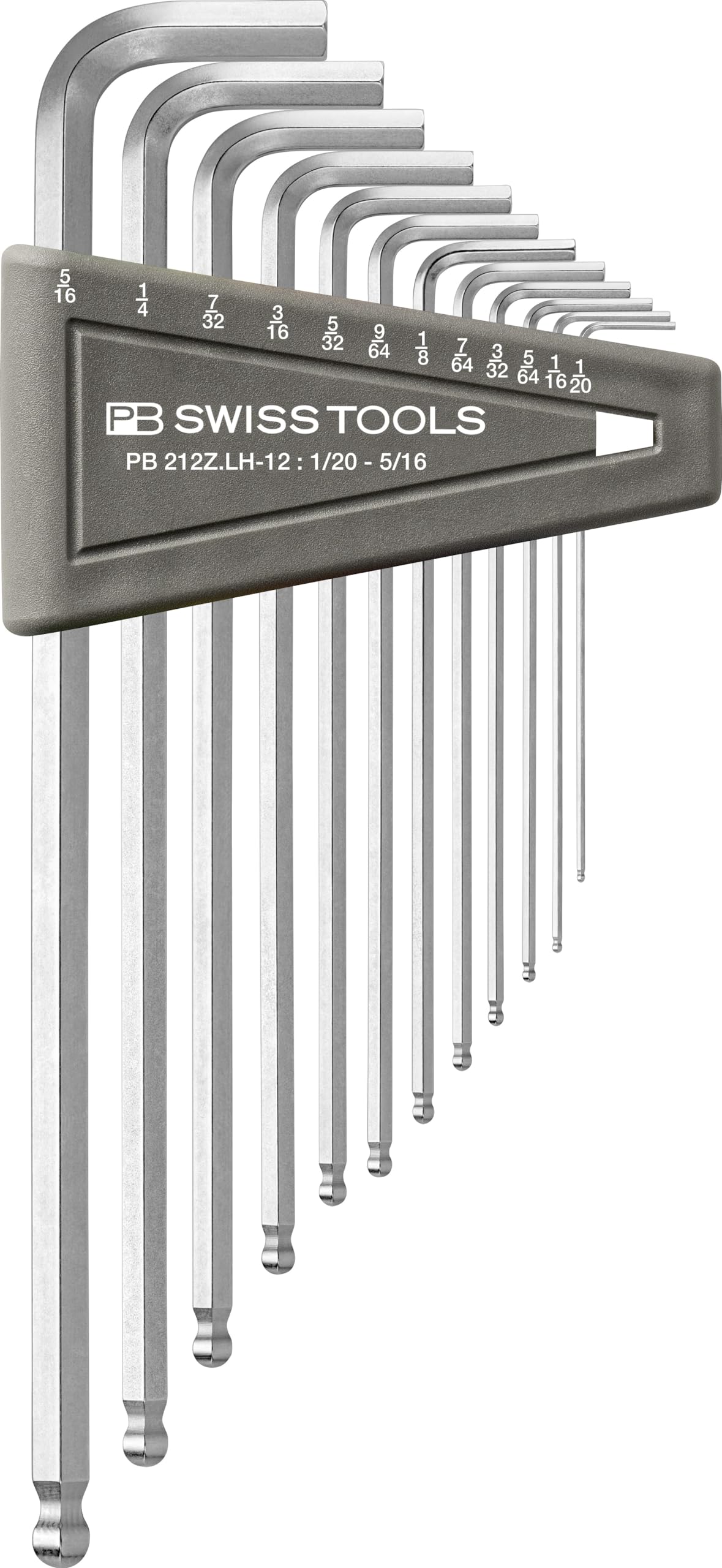 

PB Swiss Tools Ball Head Hex Wrench Set with Inch Size 12-Piece L-Shaped Holder, 212Z.LH-12CBB