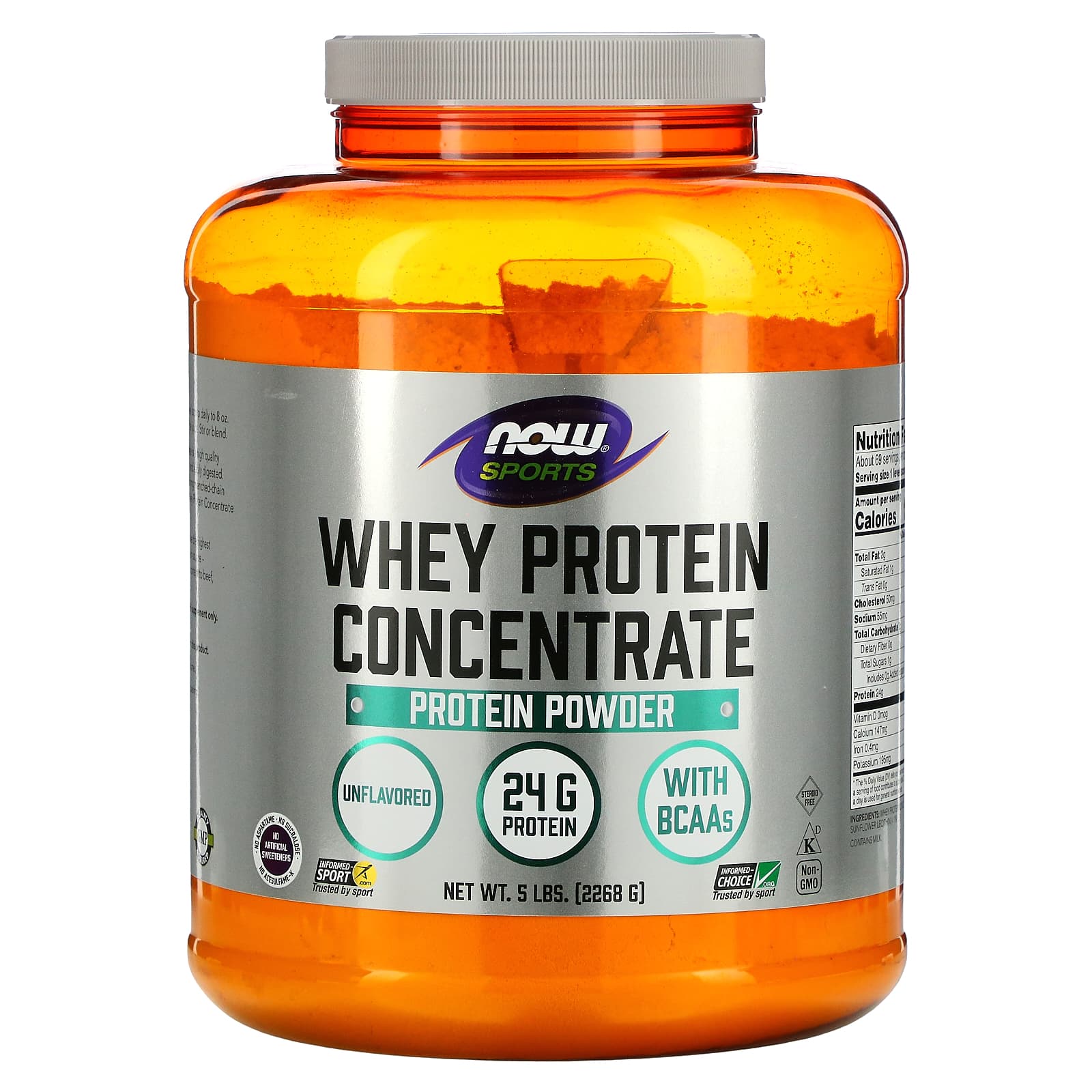

Sports, Whey Protein Concentrate Protein Powder, Unflavored, 2,268G (5Lbs)