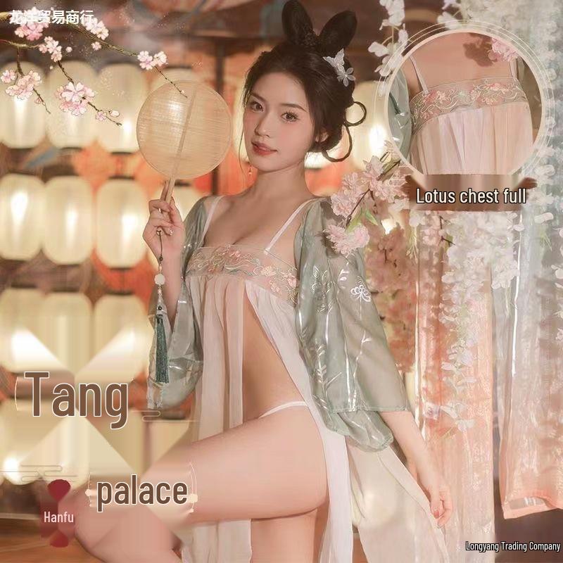 Elegant Plus Size Sheer Embroidered Hanfu Lingerie Set