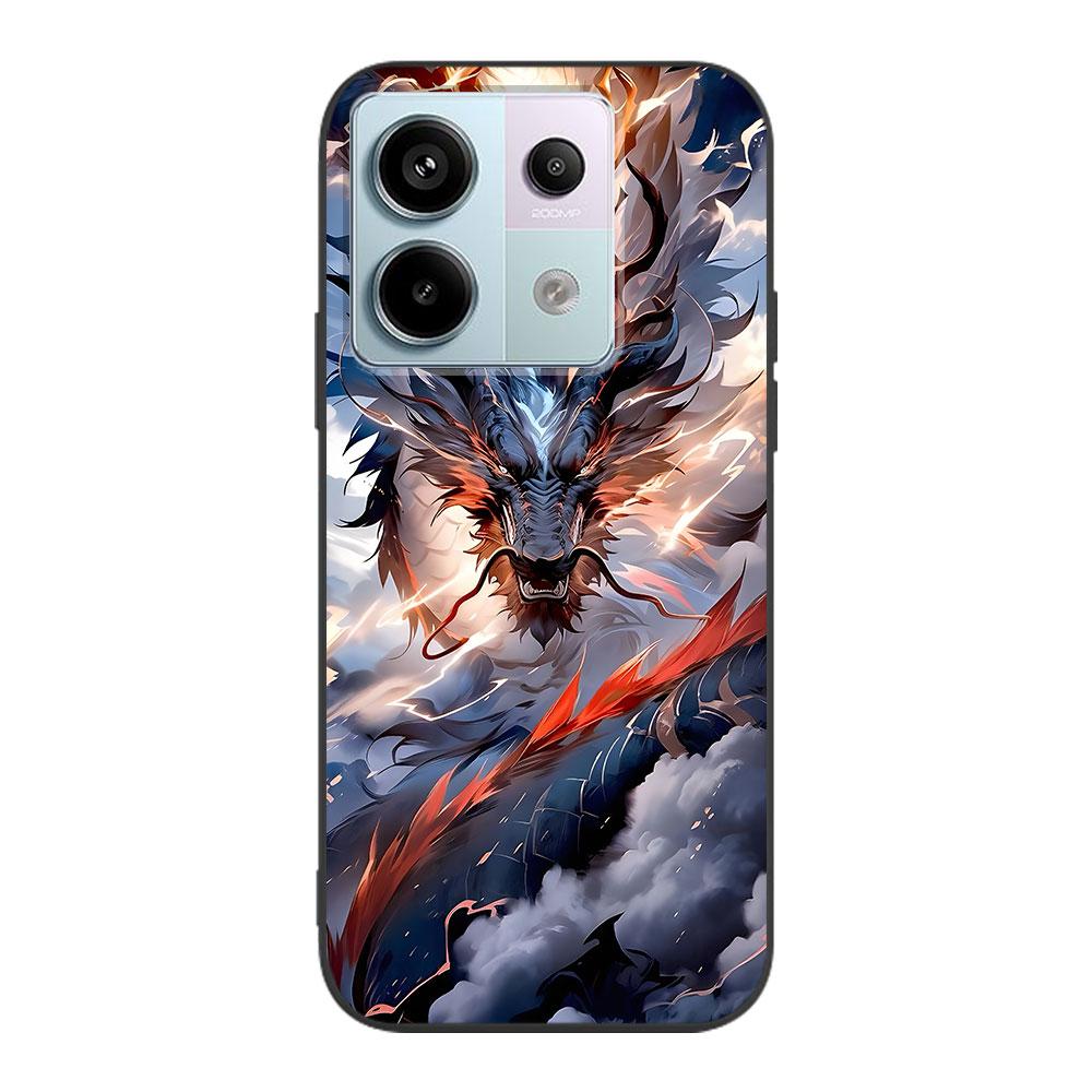 Cartoon Dragon Case for Xiaomi Redmi 10 10C 9C 9A 9i 9 Prime 9T 12 12C 10A K40 Pro Black Soft TPU Mobile Phone Bag Cover