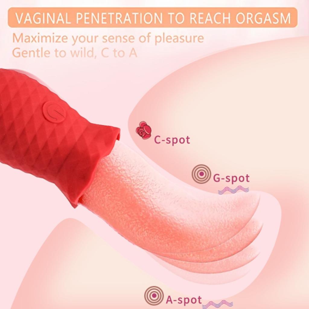 Realistic Licking Tongue Rose Vibrator Nipples Clitoral Stimulation G-spot Vibrator Adult Sex Toy for Women Female Masturbation