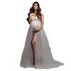 23 Styles: European & American Women's Sexy Lace Short-Sleeve Long Dress - Mesh Maternity Photography Attire