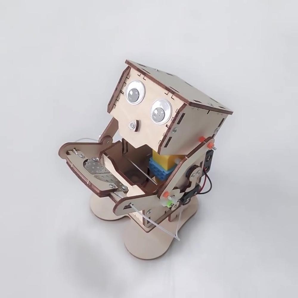 DIY Coin Eating Robot Model Teaching Steam Project Kit Children's Science Experiment Education Toy Wooden Assembly Kit