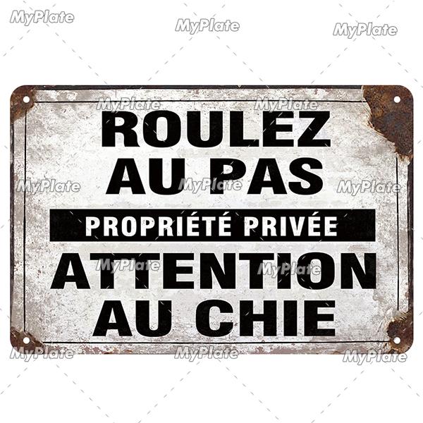 Attention Danger Words Metal Sign Vintage Plaque France Tin Sign Plate Wall Decor For Bar Club Man Cave Art Poster Custom