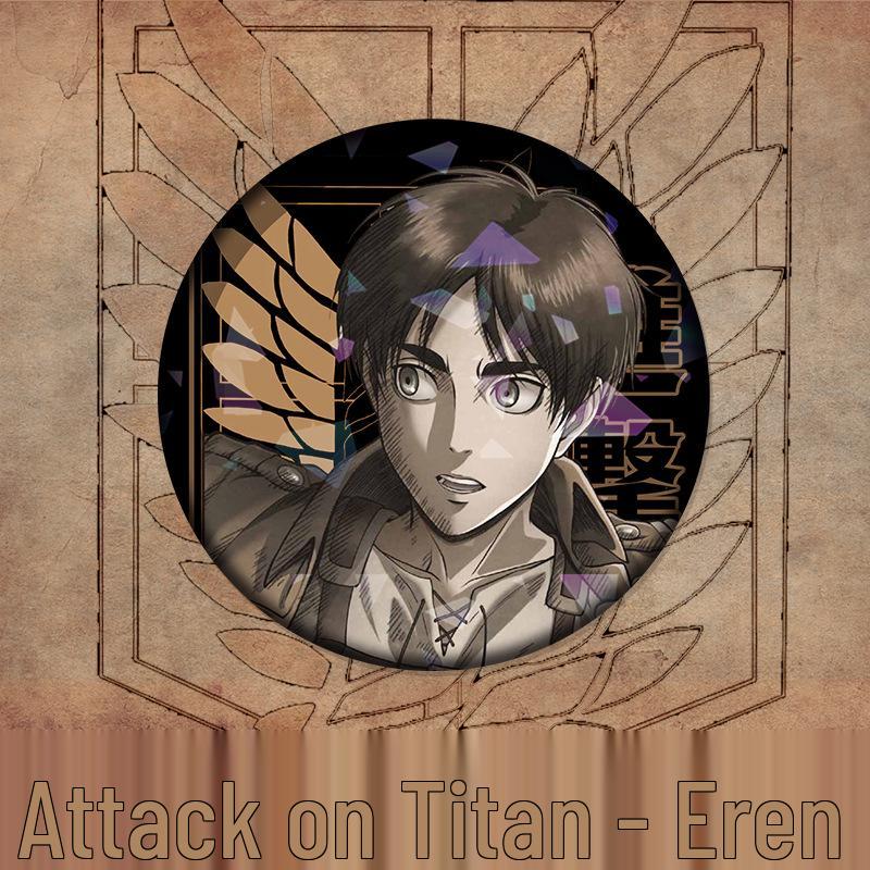 Attack on Titan Badge Set: Armin, Eren, Captain Levi, Petra, Mikasa, Jean - Merchandise Accessories 58mm Shattered Glass Badge
