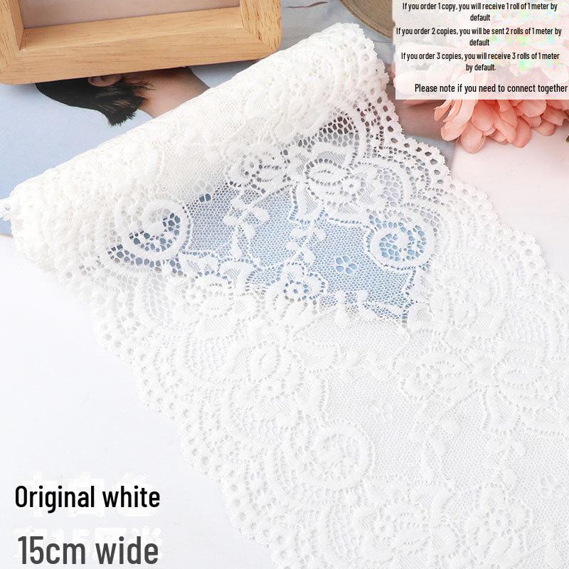 15cm Szeroka Miękka Elastyczna Koronka do Dekoracji Ubrań i Spódnic DIY w Kolorze Białym lub Czarnym