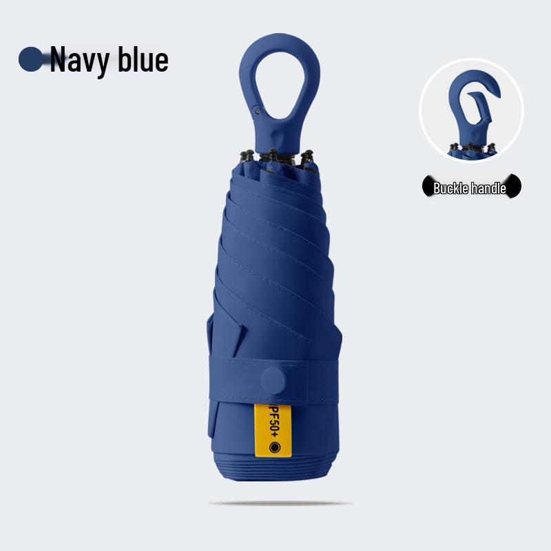 New Macaron Color Five-Fold Ultra-Light Sun Protection Compact Mini Umbrella with Buckle Handle