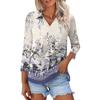 Koszula damska z nadrukiem, z klapami, rękawami 3/4, zapinana na guziki