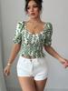 European & American Style Women's Summer Ruffle Trim Slim Fit Short Shirt