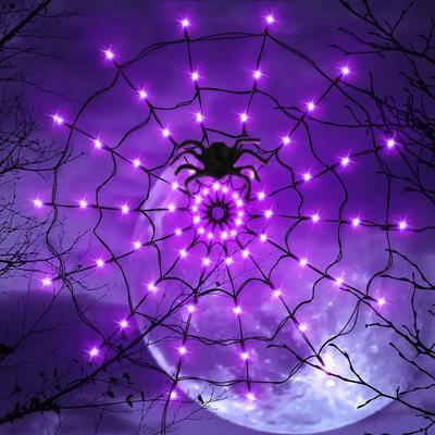 Halloweenský LED světelný řetěz Dekorace na svátek duchů Dekorace na párty v domě duchů Atmosférické světlo Pavučina Barevné světlo