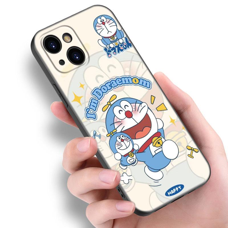 Cartoon Anime Doraemon Phone Case For Apple iPhone 12 13 Mini 11 14 15 Pro Max 7 8 Plus X XR XS SE 2020 2022 Black Silicone Case