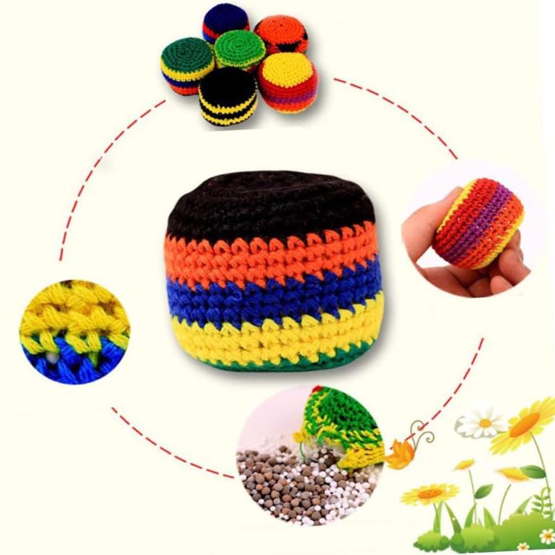 3/6/12Pcs Hand-Made Knitted Footbag Funny Crochet Colorful Small Kick Sack Juggling Balls Indoor Outdoor Games