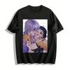 Lesbian Couple Print T-Shirt, Trendy Cool Style Casual Loose Top For Women Romantic Vibe Tee Pure Cotton T-shirt