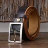 Belt Men's Stainless Steel Buckle Tea Core Leather Thickened First Layer Leather Simple All-Match Casual Jeans Belt Men's