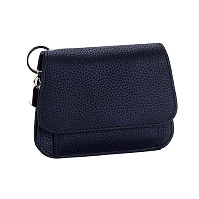 Mini-Rindsleder, klein, Skimming-Prävention, süße Geldbörse, einfache Mini-Geldbörse, kompaktes Halb-Macaron-Geldbörse für Damen (Schwarz)