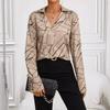 Women S Loose Fit V Neck Long Sleeve Printed Shirt