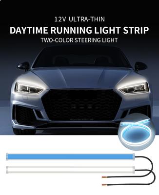 1Paar 12V LED DRL Auto Tagfahrlicht Flexible Wasserdichte Leiste Auto Scheinwerfer Weiß Blinker Gelb Bremsleuchten Lauflicht