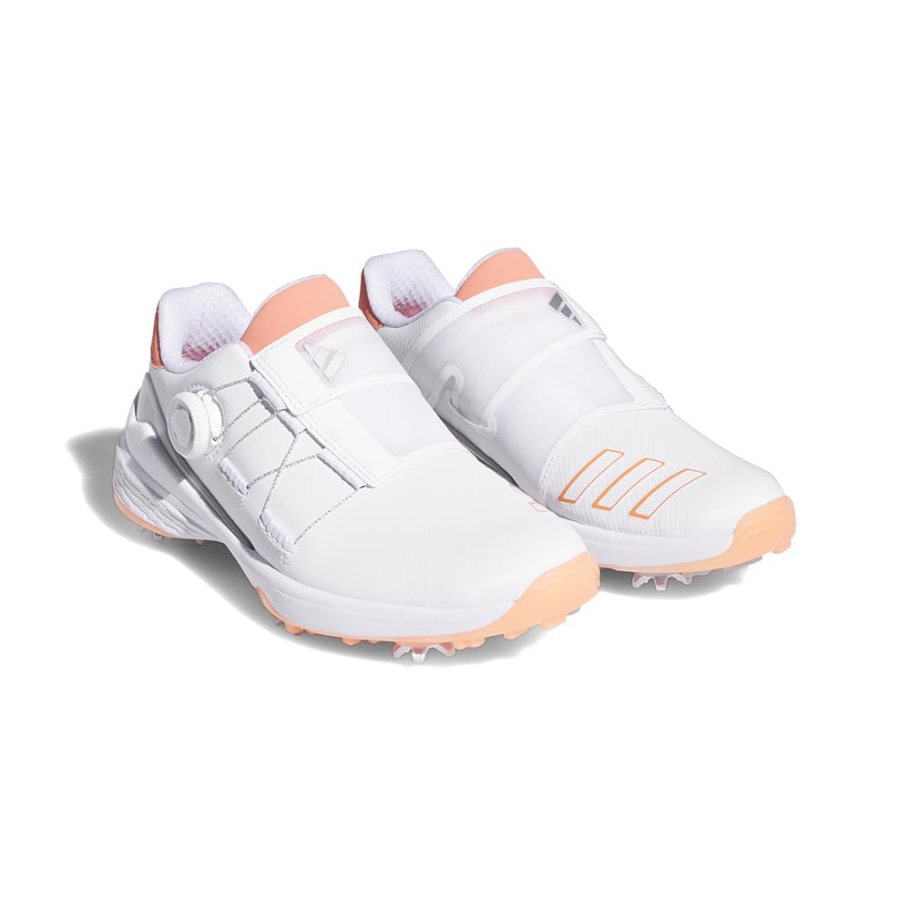 Golf Shoes ZEDGE 23 Boa Footwear Metallic cm [Adidas Golf] Women's White/Coral Fusion/Silver 25.0
