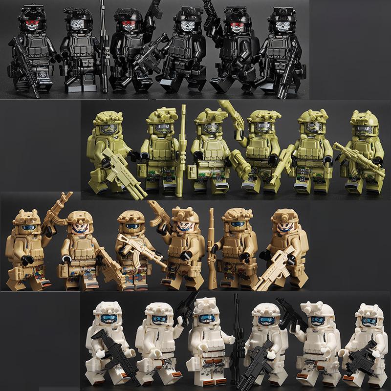 Military building blocks Veyron Police SWAT mini humanoid dolls special forces ghost soldiers assembled children's toys birthday gifts.