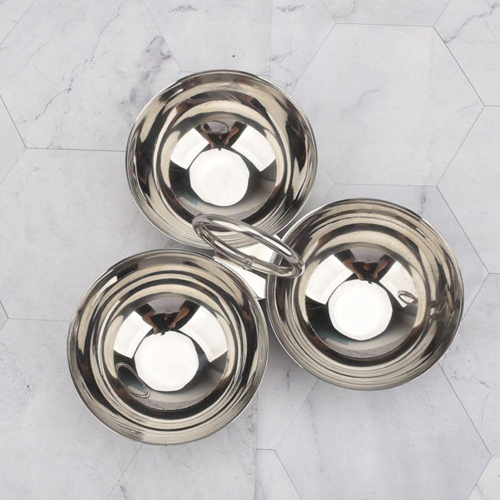 304 Stainless Steel Fruit Plate Circle Ring Handle Appetizer Platter Snack Bowl  Home Kitchen