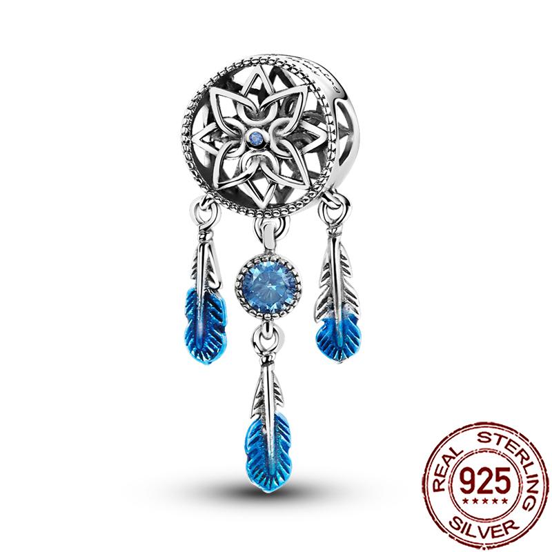 Charms Copper Lucky Horseshoe Clover Dreamcatcher Feather Dangle Beads Fit Bracelet Necklace Women Diy Jewelry