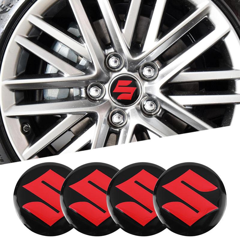 

4Pcs Automotive Wheel Hub Center Cover Badge Sticker For Suzuki Jimny Swift Samurai Vitara SX4 Alto Kaiser Ingnis DZire Swace червоний